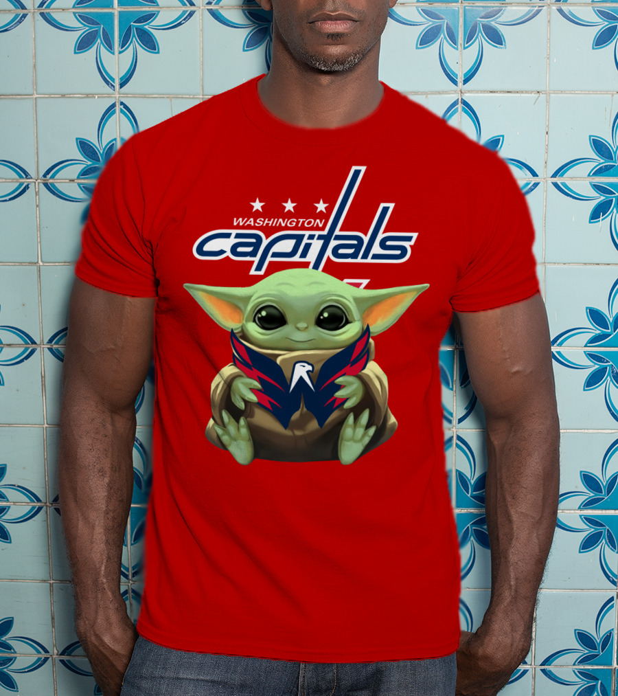 Washington Capitals Baby Yoda NHL Hockey Mandalorian Crossover T-Shirt