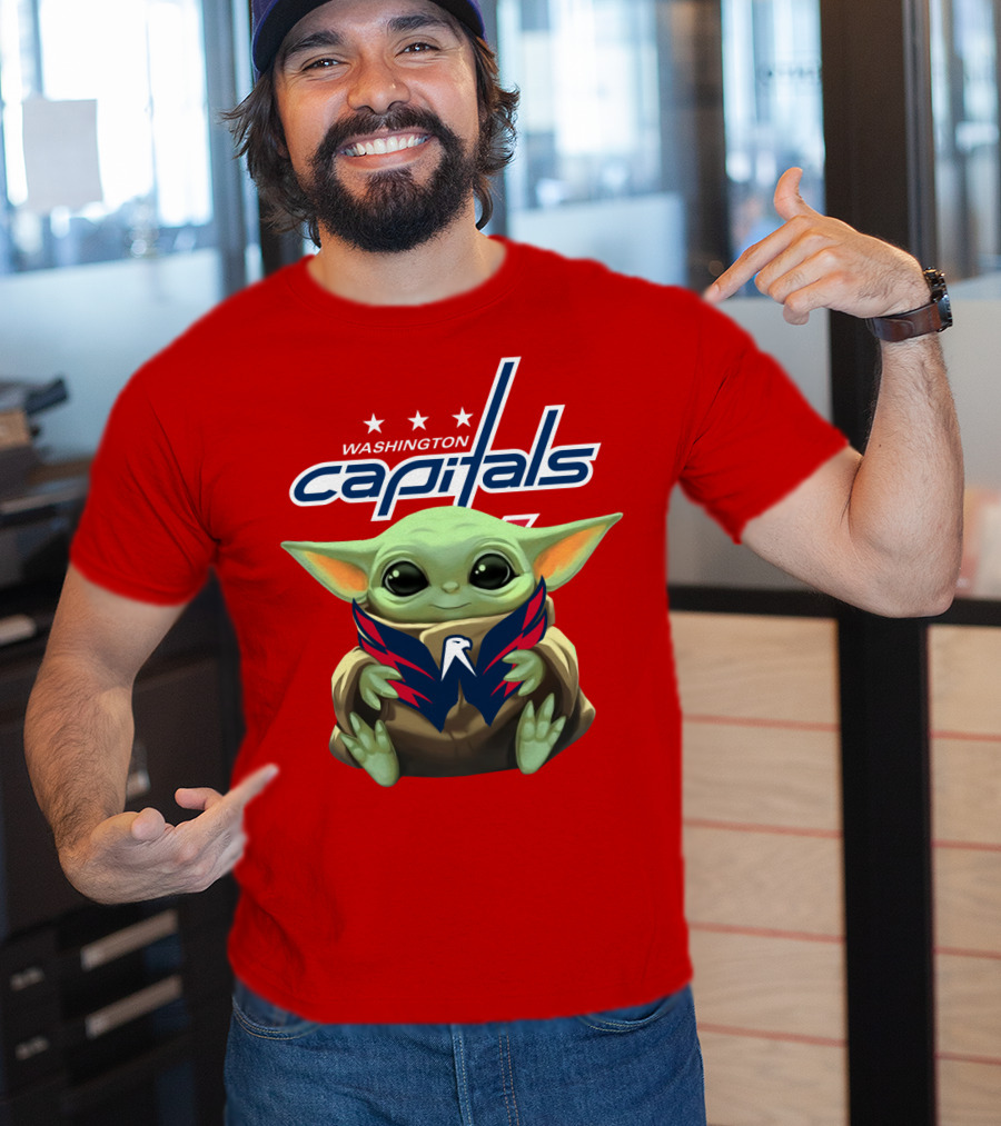 Washington Capitals Baby Yoda NHL Hockey Mandalorian Crossover T-Shirt