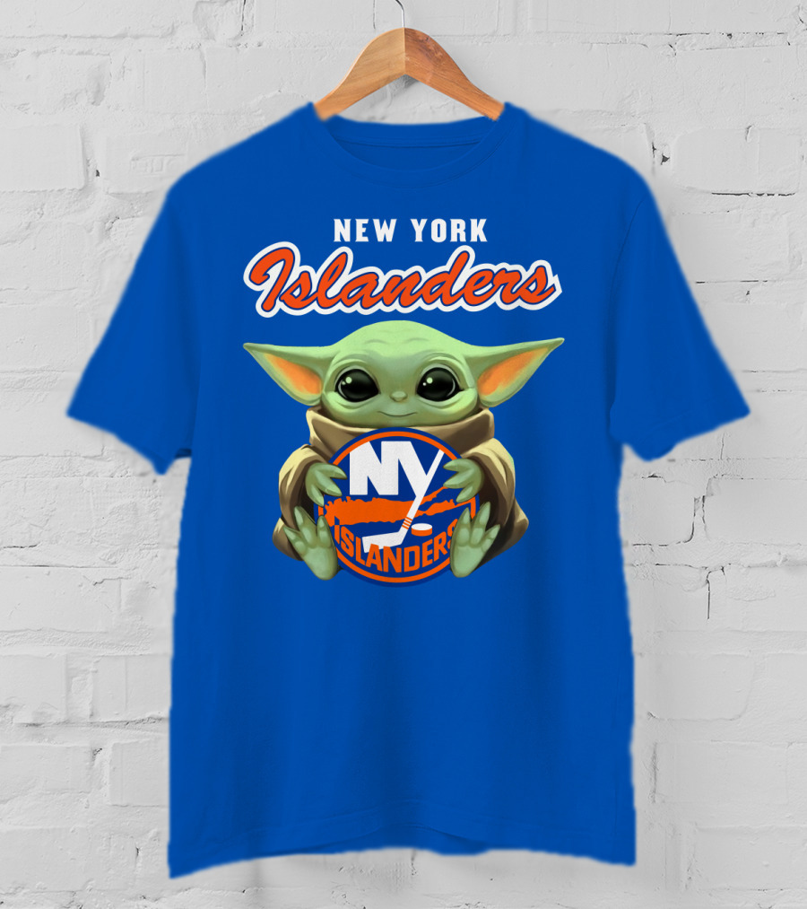New York Islanders Baby Yoda Holding NY Islanders T-Shirt