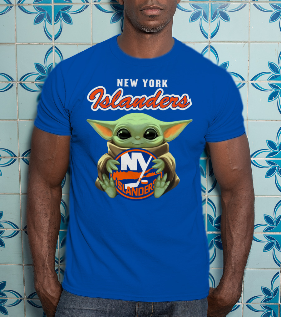 New York Islanders Baby Yoda Holding NY Islanders T-Shirt