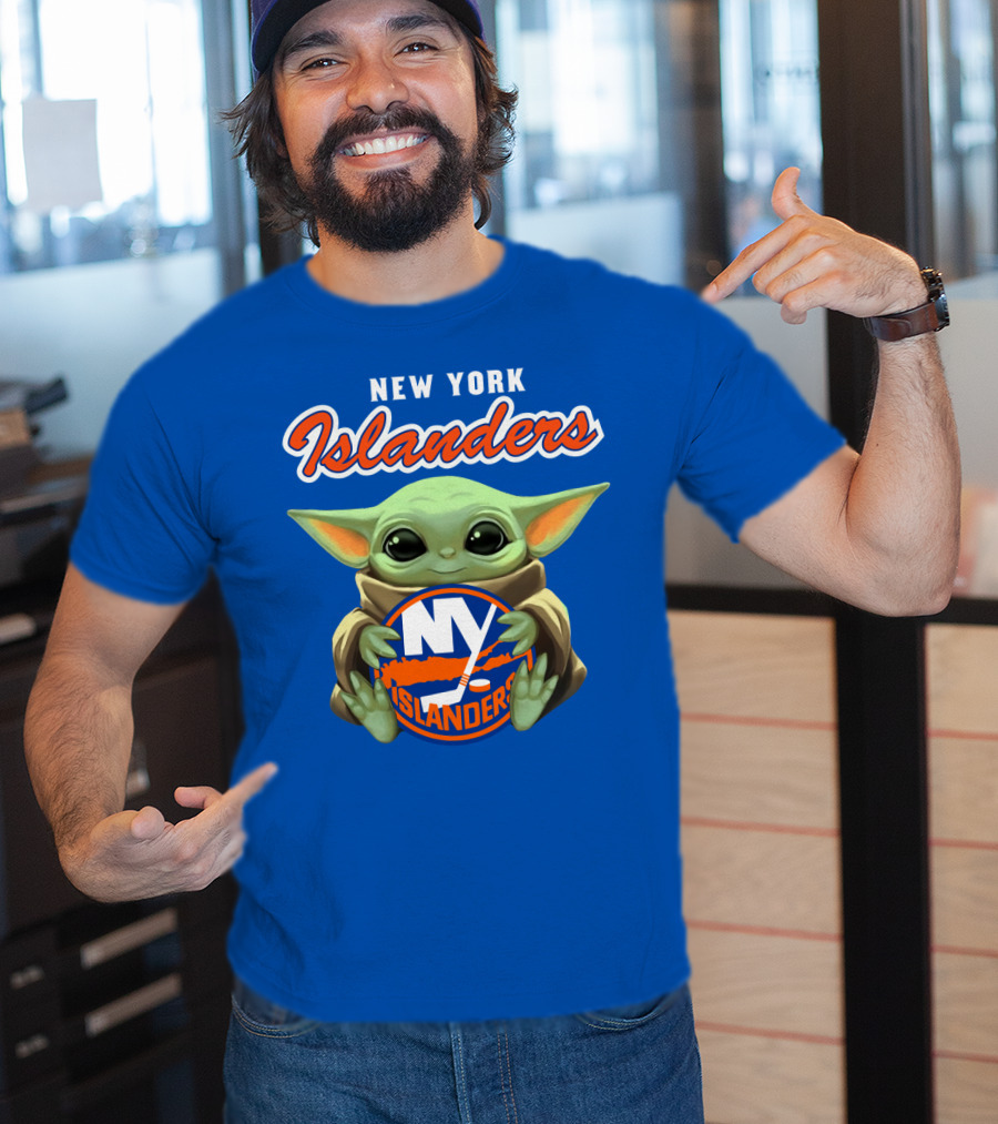 New York Islanders Baby Yoda Holding NY Islanders T-Shirt