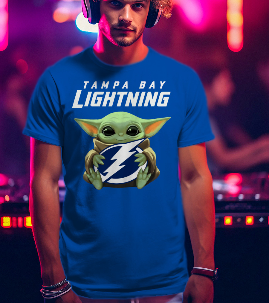 Tampa Bay Lightning Baby Yoda Holding T-Shirt