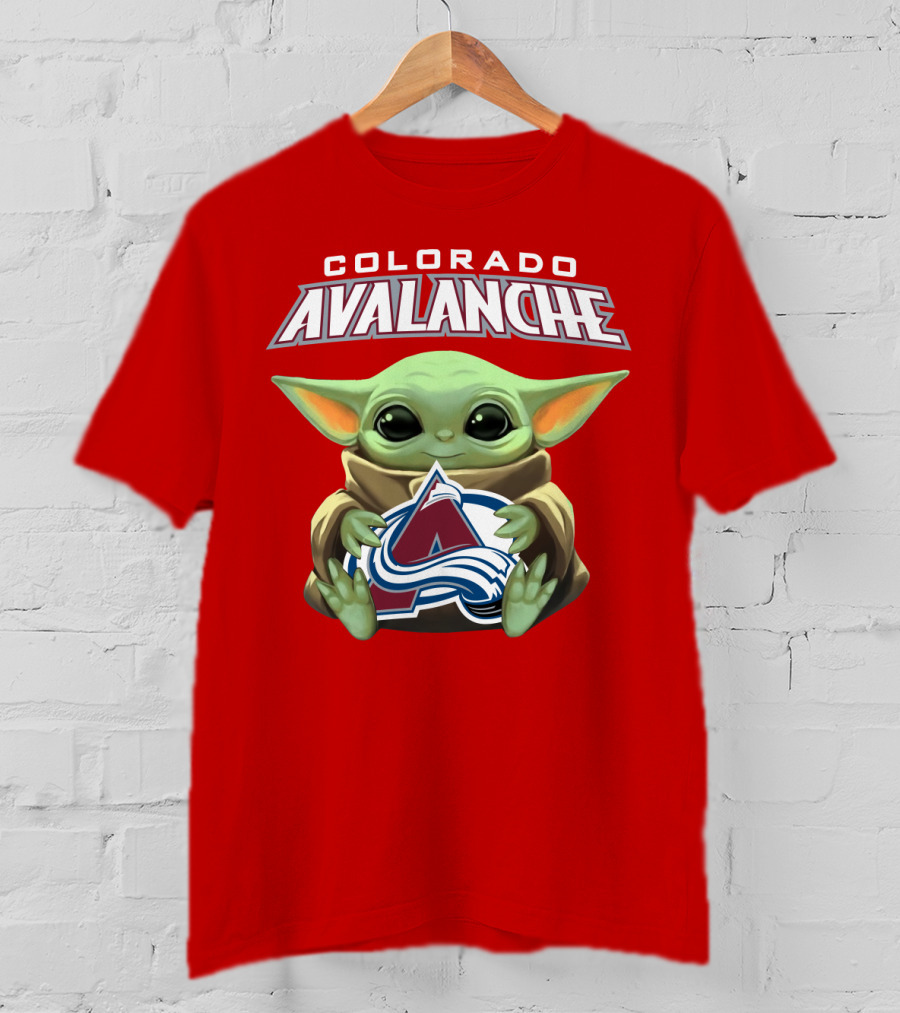 Colorado Avalanche Baby Yoda Holding T-Shirt