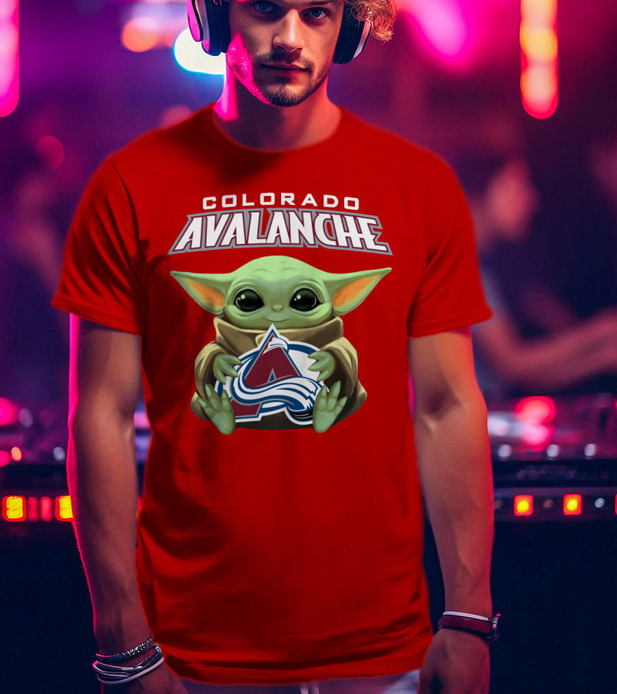 Colorado Avalanche Baby Yoda Holding T-Shirt