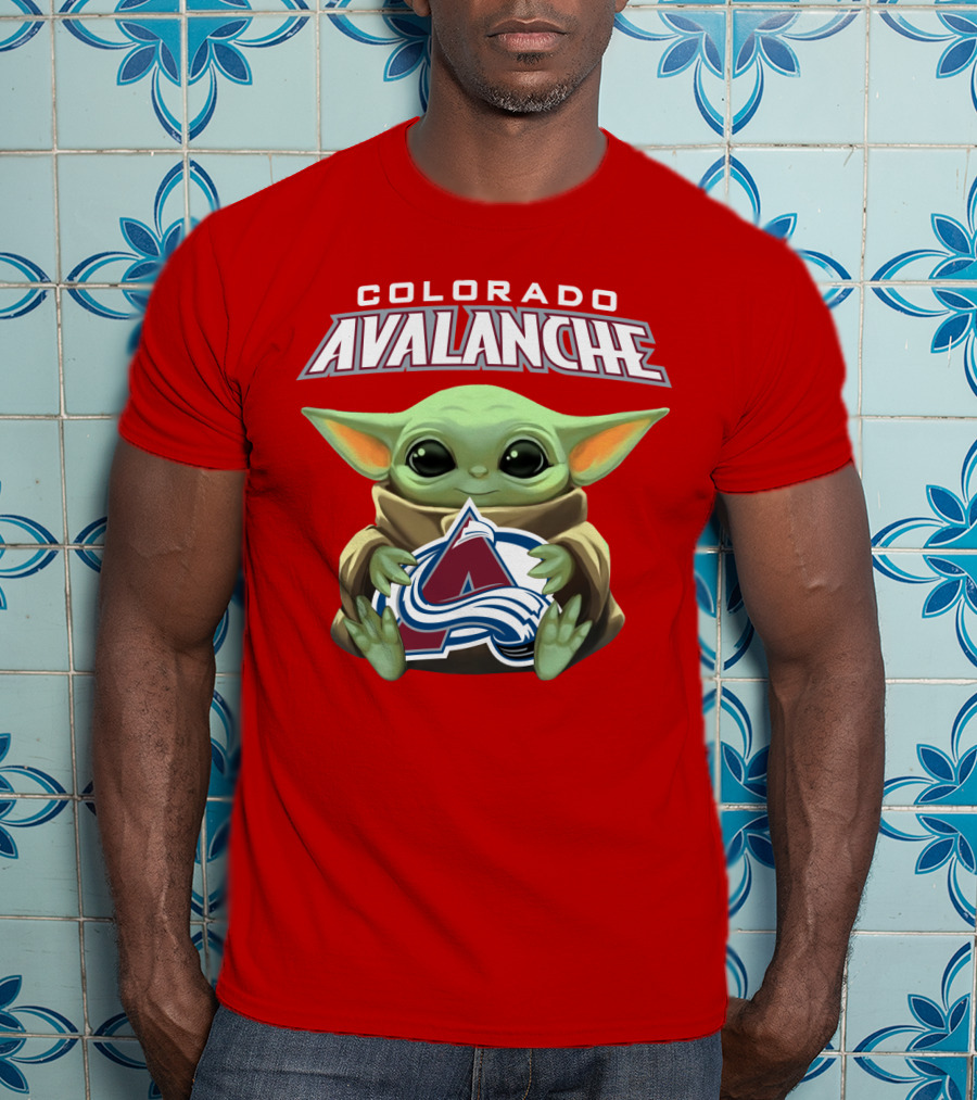 Colorado Avalanche Baby Yoda Holding T-Shirt