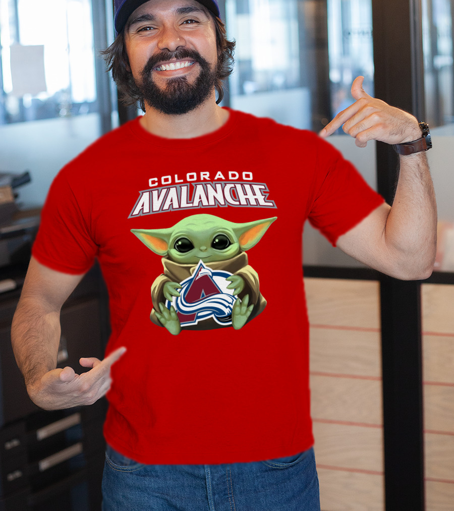 Colorado Avalanche Baby Yoda Holding T-Shirt