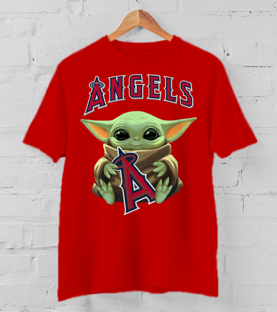 Baby Yoda Angels MLB Baseball Team Crossover T-Shirt