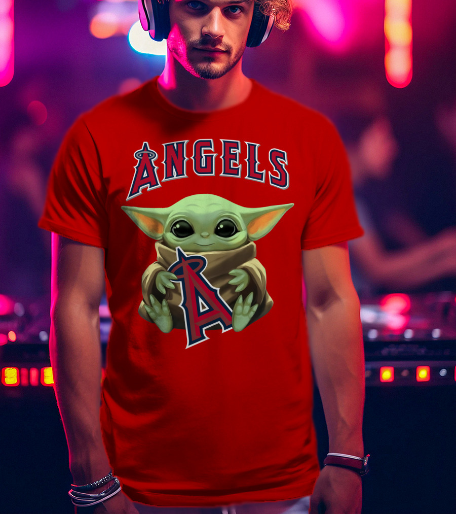 Baby Yoda Angels MLB Baseball Team Crossover T-Shirt