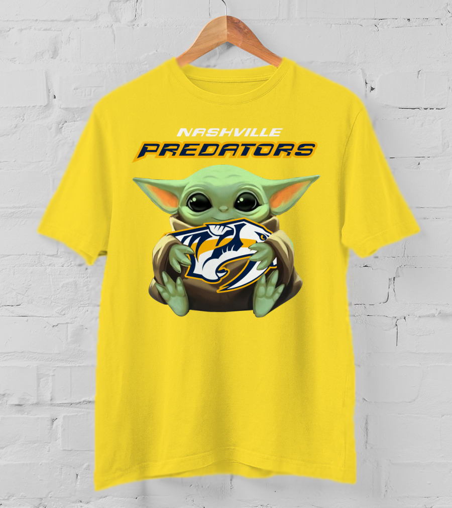Nashville Predators Baby Yoda Hugging T-Shirt