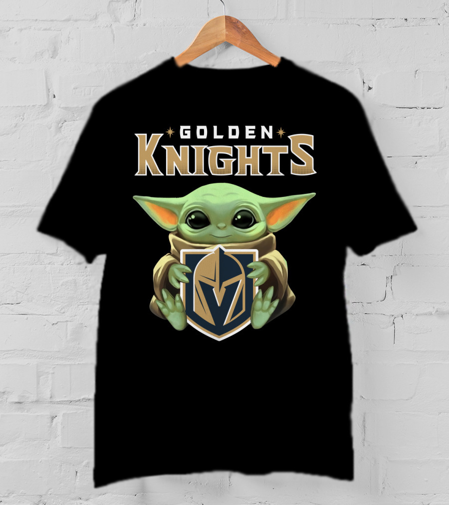 Golden Knights Baby Yoda Holding Team T-Shirt