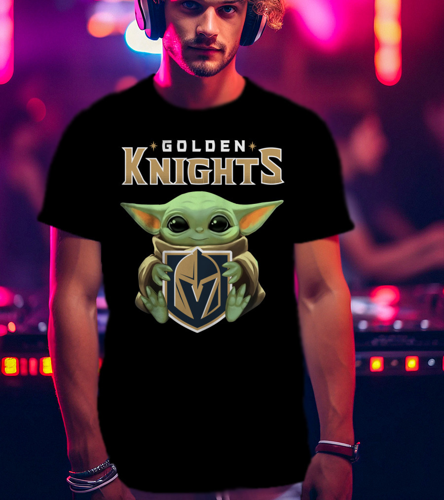 Golden Knights Baby Yoda Holding Team T-Shirt
