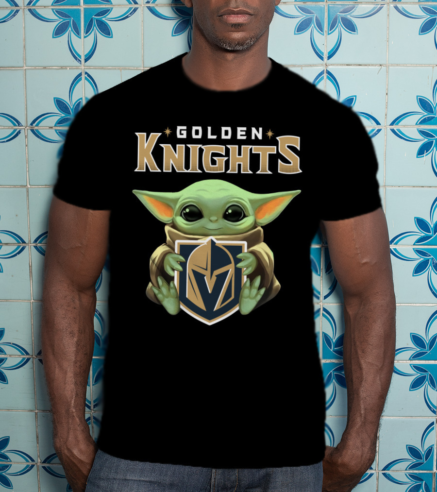 Golden Knights Baby Yoda Holding Team T-Shirt