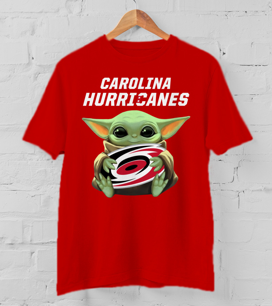 Carolina Hurricanes Baby Yoda Holding T-Shirt