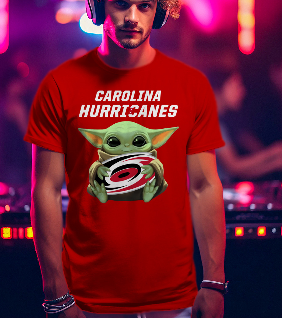 Carolina Hurricanes Baby Yoda Holding T-Shirt