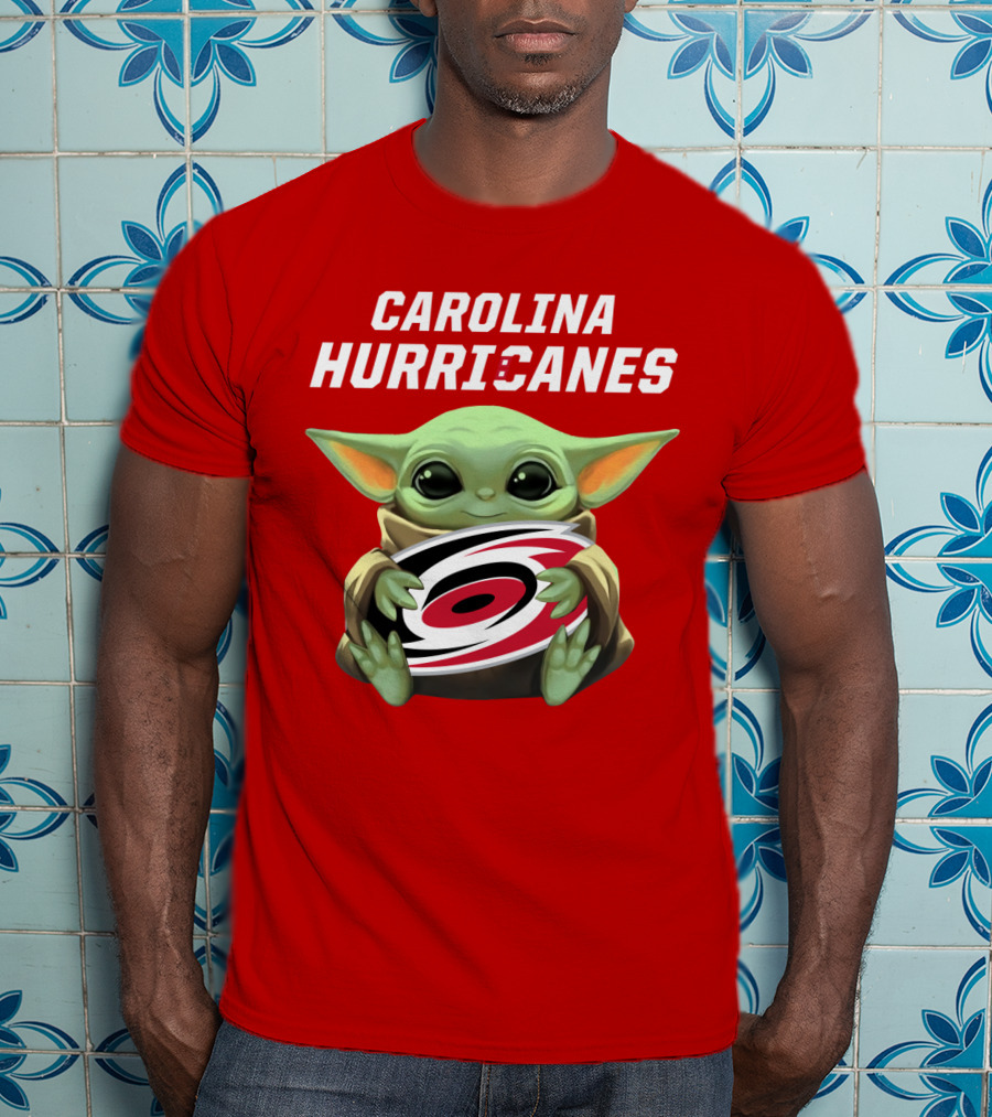 Carolina Hurricanes Baby Yoda Holding T-Shirt