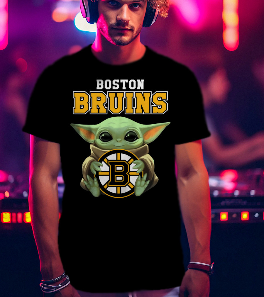 Boston Bruins Baby Yoda Holding T-Shirt