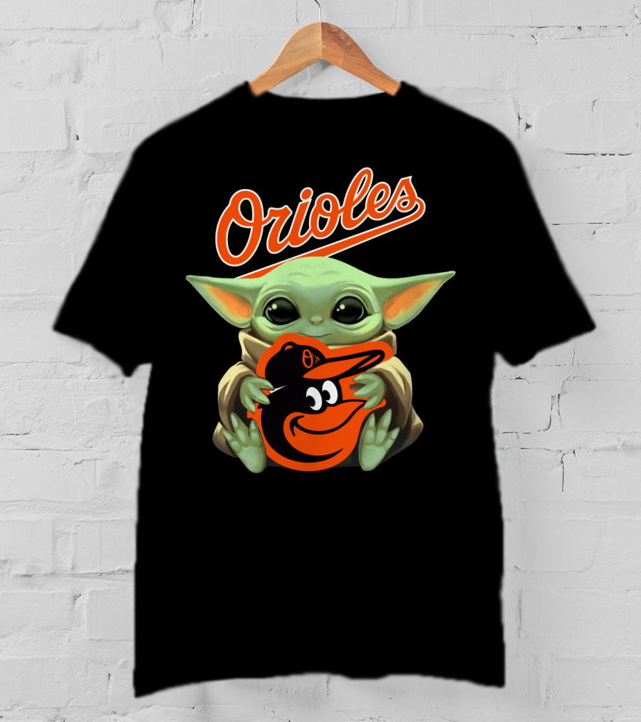 Orioles Baby Yoda Holding Baltimore Orioles T-Shirt