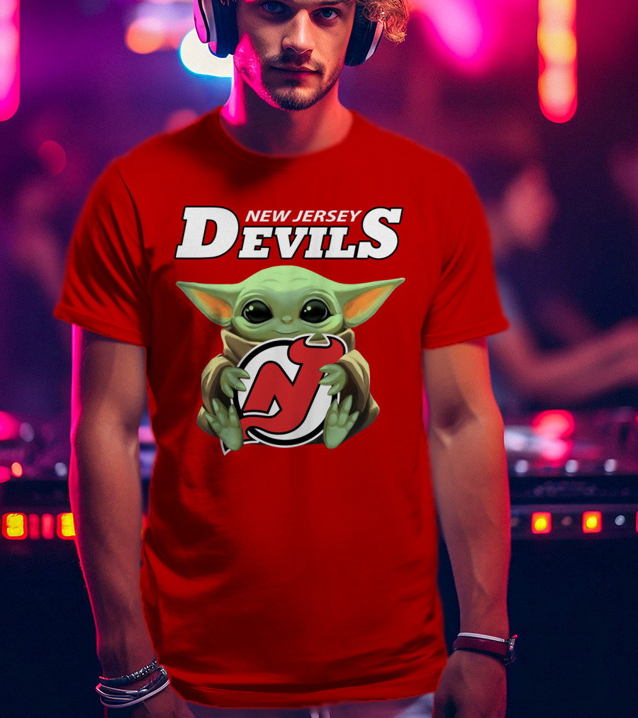 New Jersey Devils Baby Yoda Hockey Fan T-Shirt