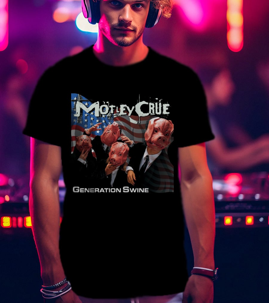 Motley Crue Generation Swine American Flag Pig Masks T-Shirt