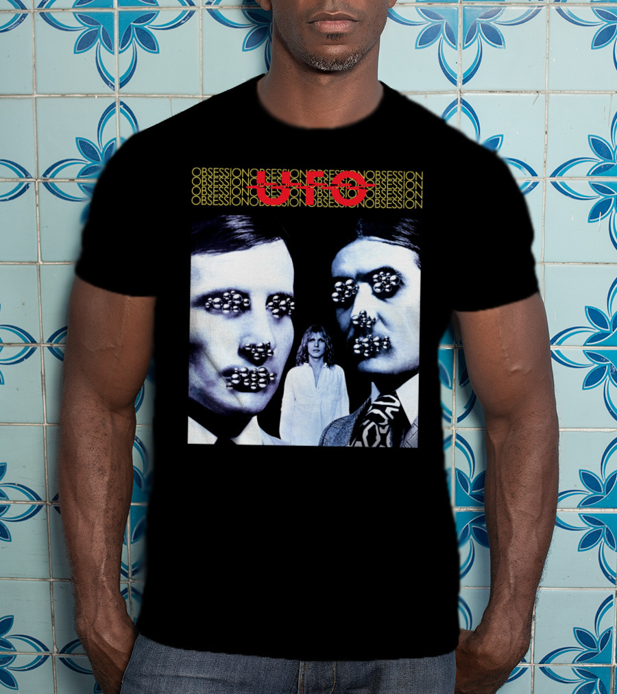 UFO Obsession Faces With Metallic Beads T-Shirt