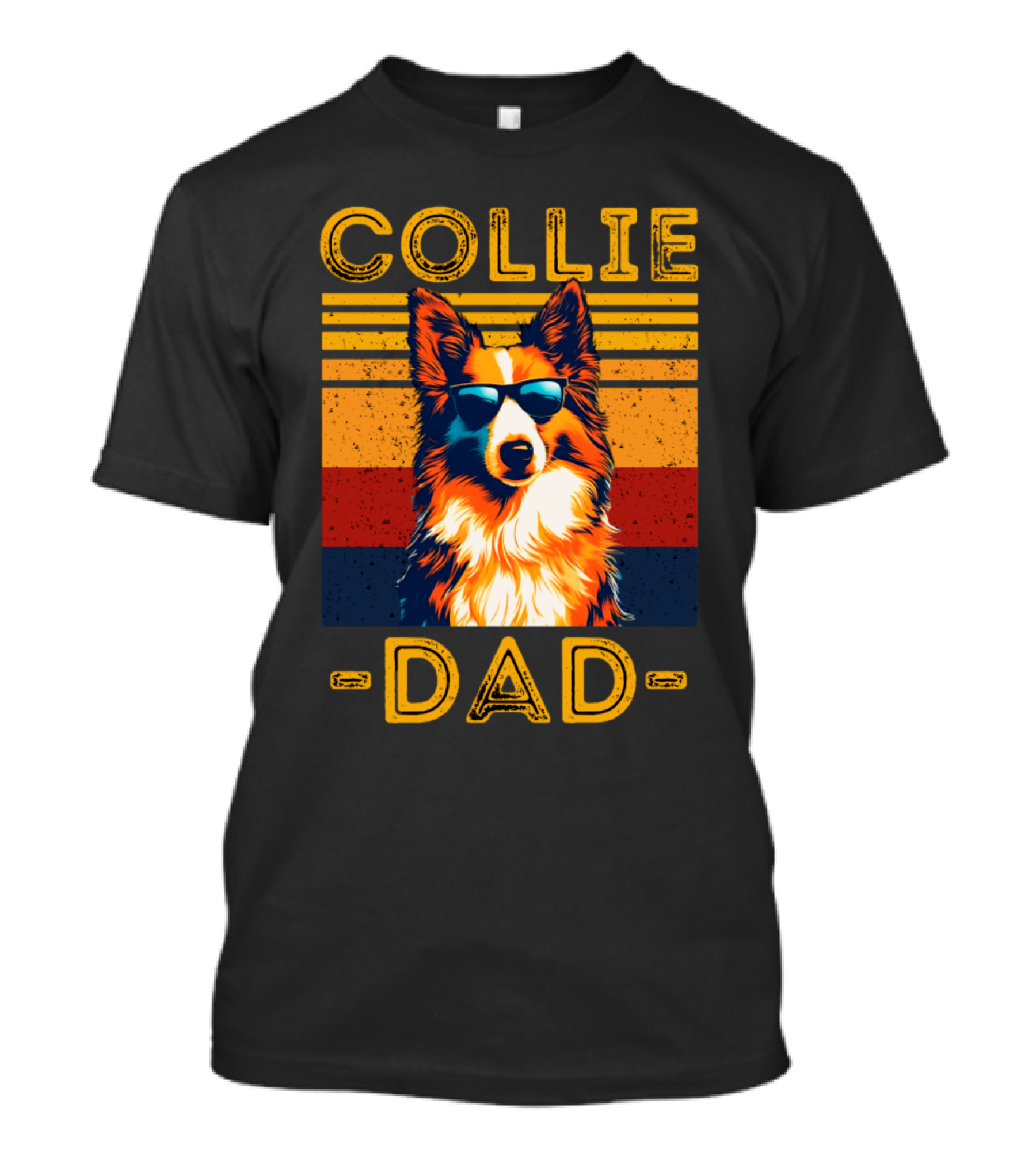 COLLIE DAD Retro Sunglasses Dog Vintage Stripes T-Shirt
