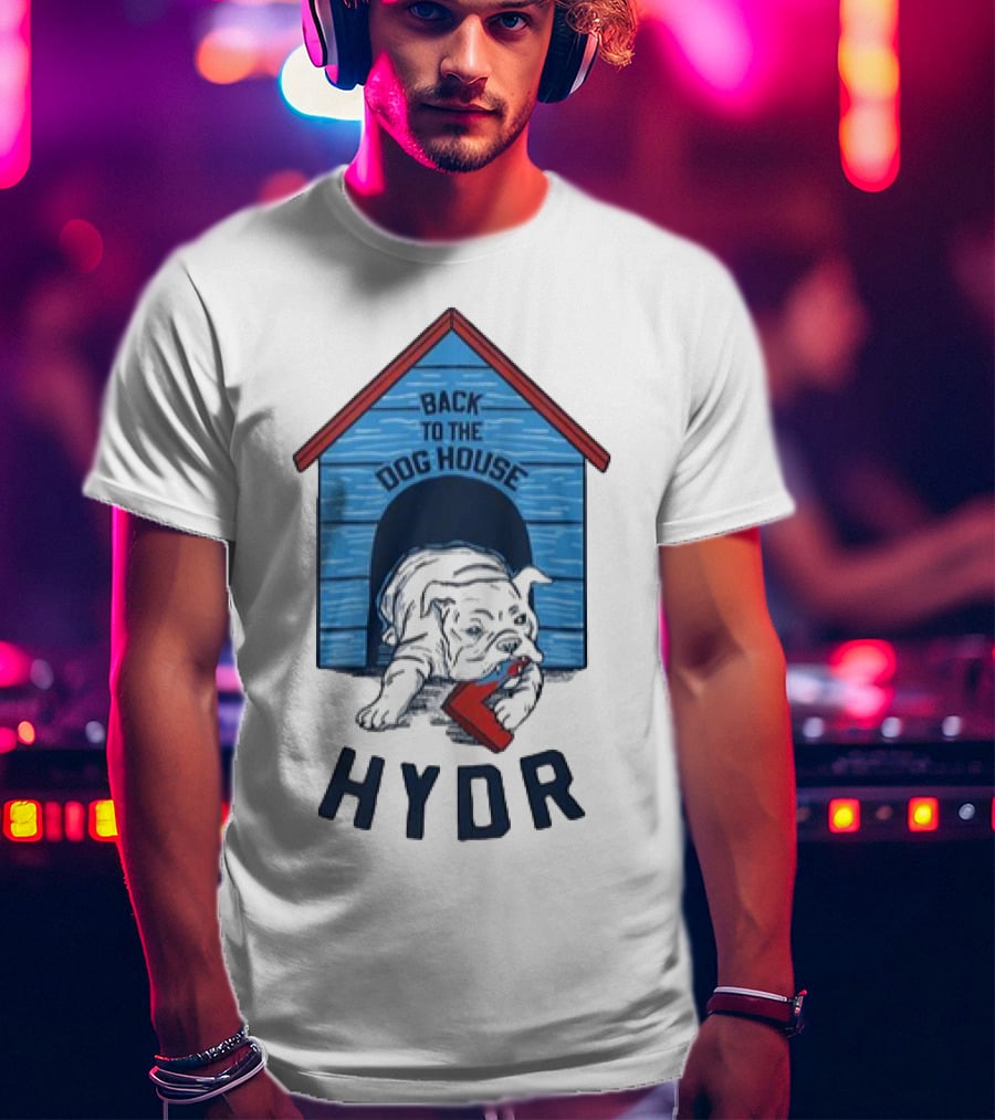 Back To The Dog House HYDR Bulldog With Doghouse And Letter C T-Shirt