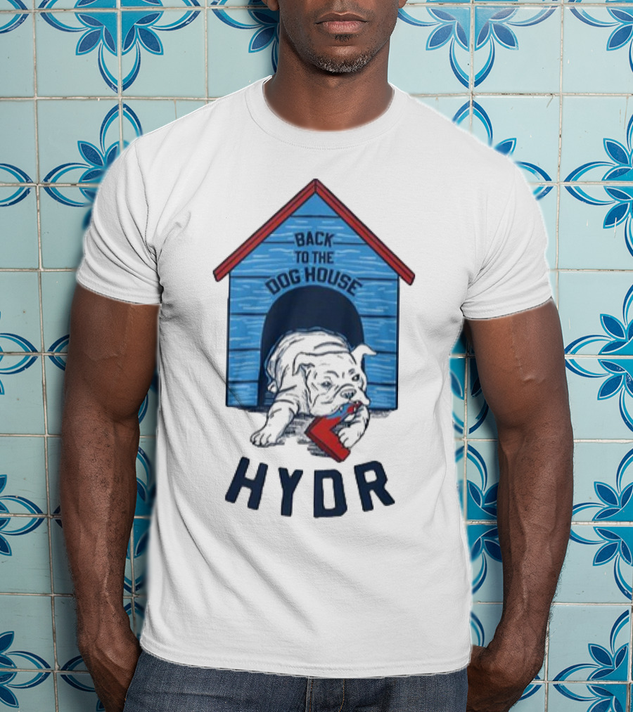 Back To The Dog House HYDR Bulldog With Doghouse And Letter C T-Shirt