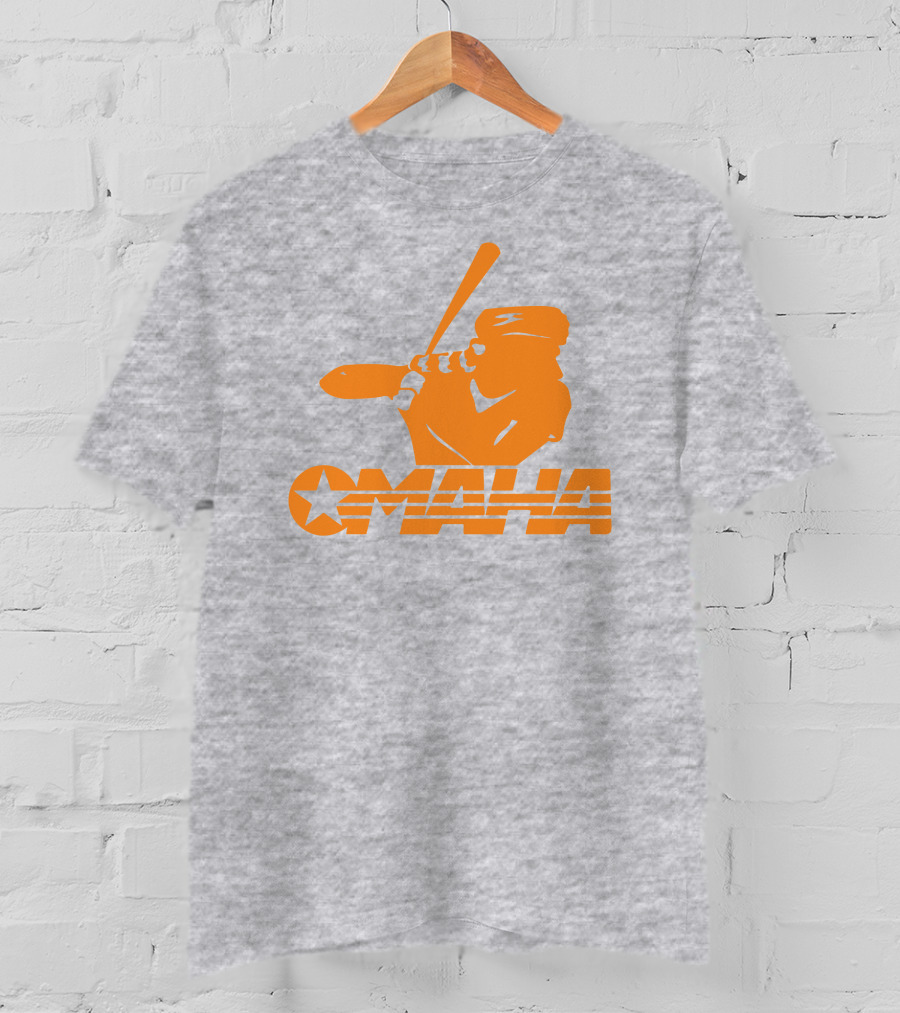 TN Omaha Baseball Silhouette With Star In Orange T-Shirt