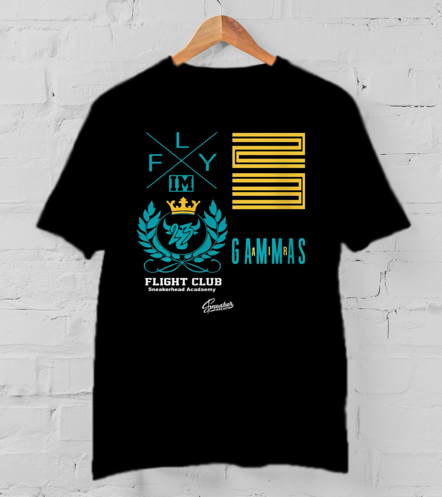 Jordan 11 Gamma Blue Flight Club Sneakerhead Academy Fly Gammas Gammas 23 Crown Laurels T-Shirt