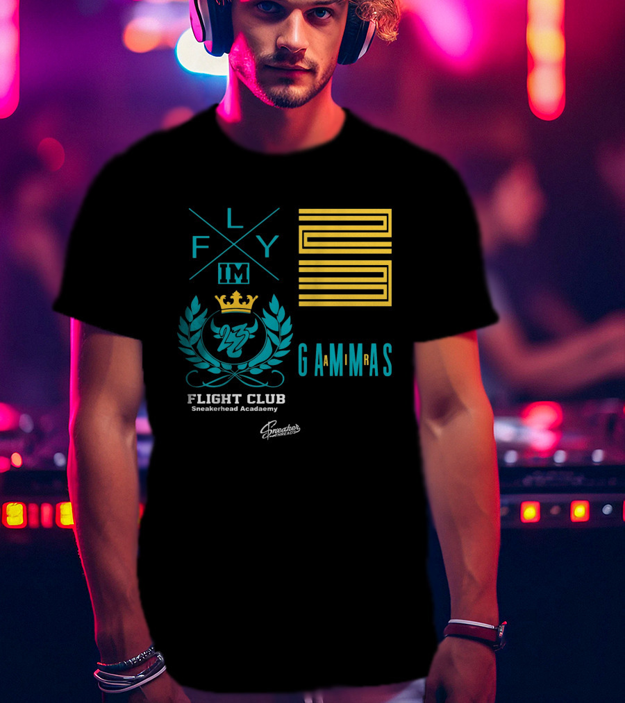 Jordan 11 Gamma Blue Flight Club Sneakerhead Academy Fly Gammas Gammas 23 Crown Laurels T-Shirt