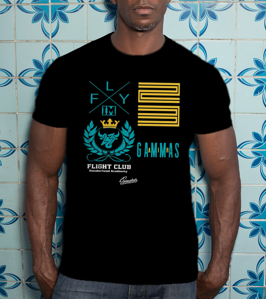 Jordan 11 Gamma Blue Flight Club Sneakerhead Academy Fly Gammas Gammas 23 Crown Laurels T-Shirt