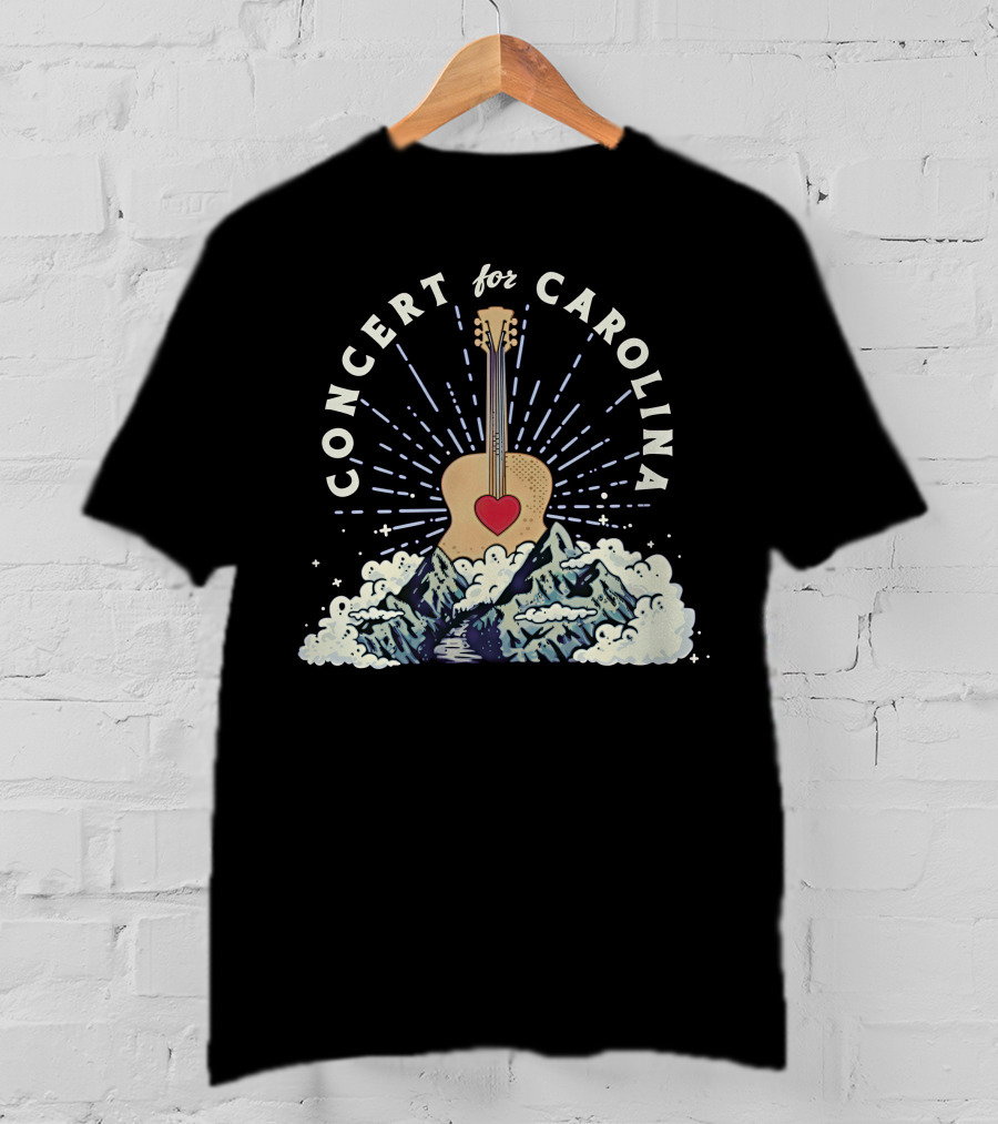 Concert For Carolina Guitar Heart Mountains T-Shirt