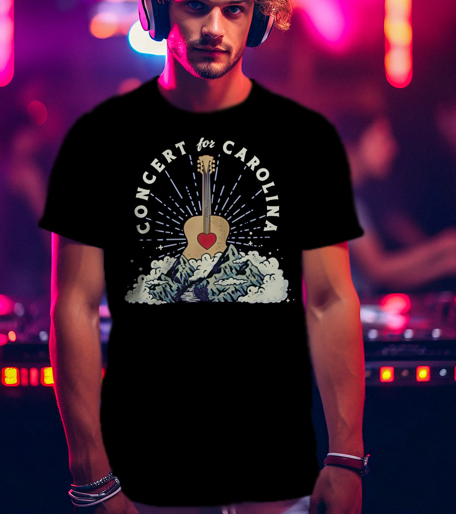 Concert For Carolina Guitar Heart Mountains T-Shirt