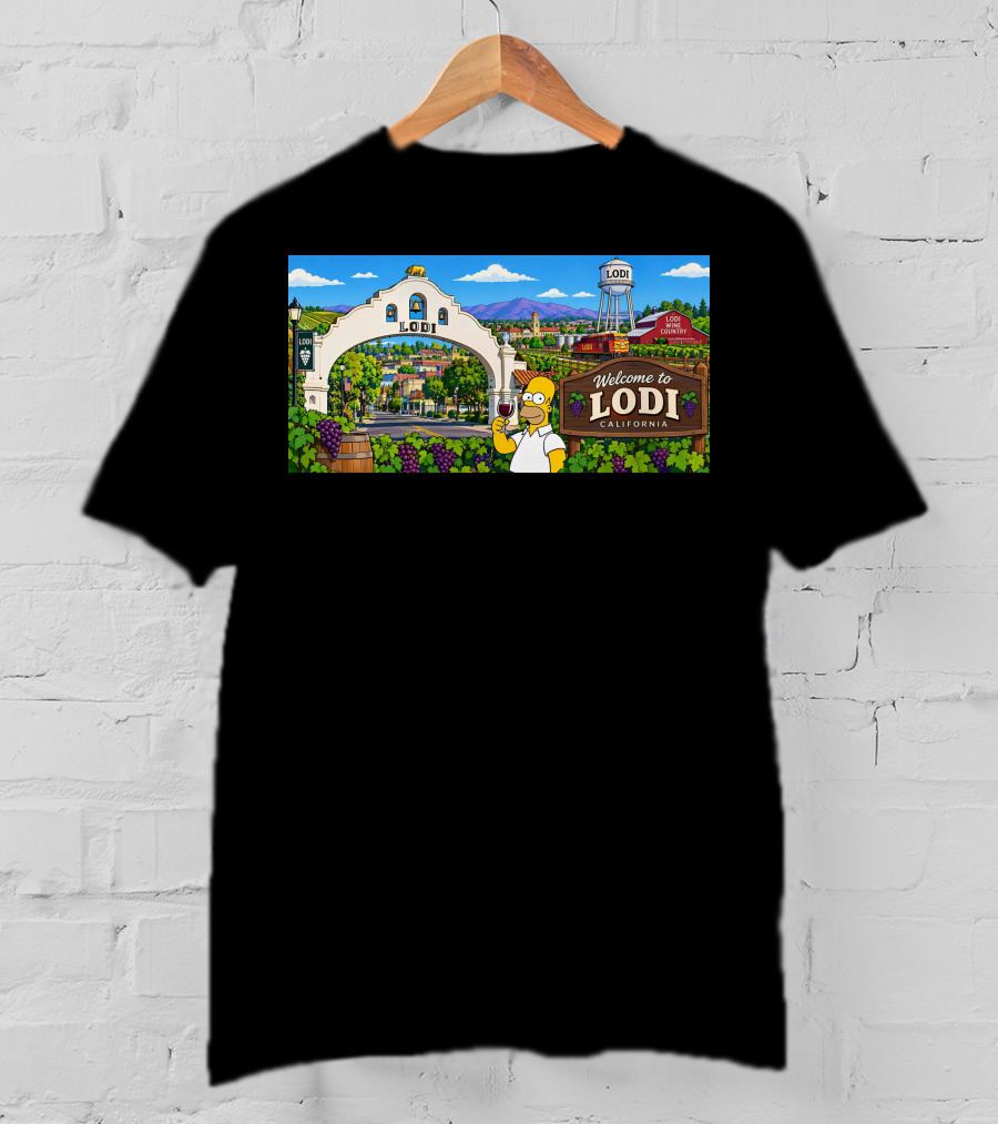 Welcome To Lodi California Homer Wine Country Scene T-Shirt