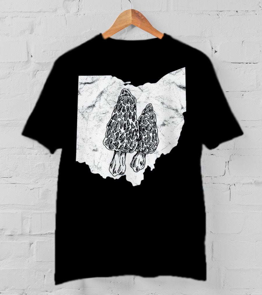 Ohio Morel Mushroom Hunting Map With Illustrated Morels T-Shirt