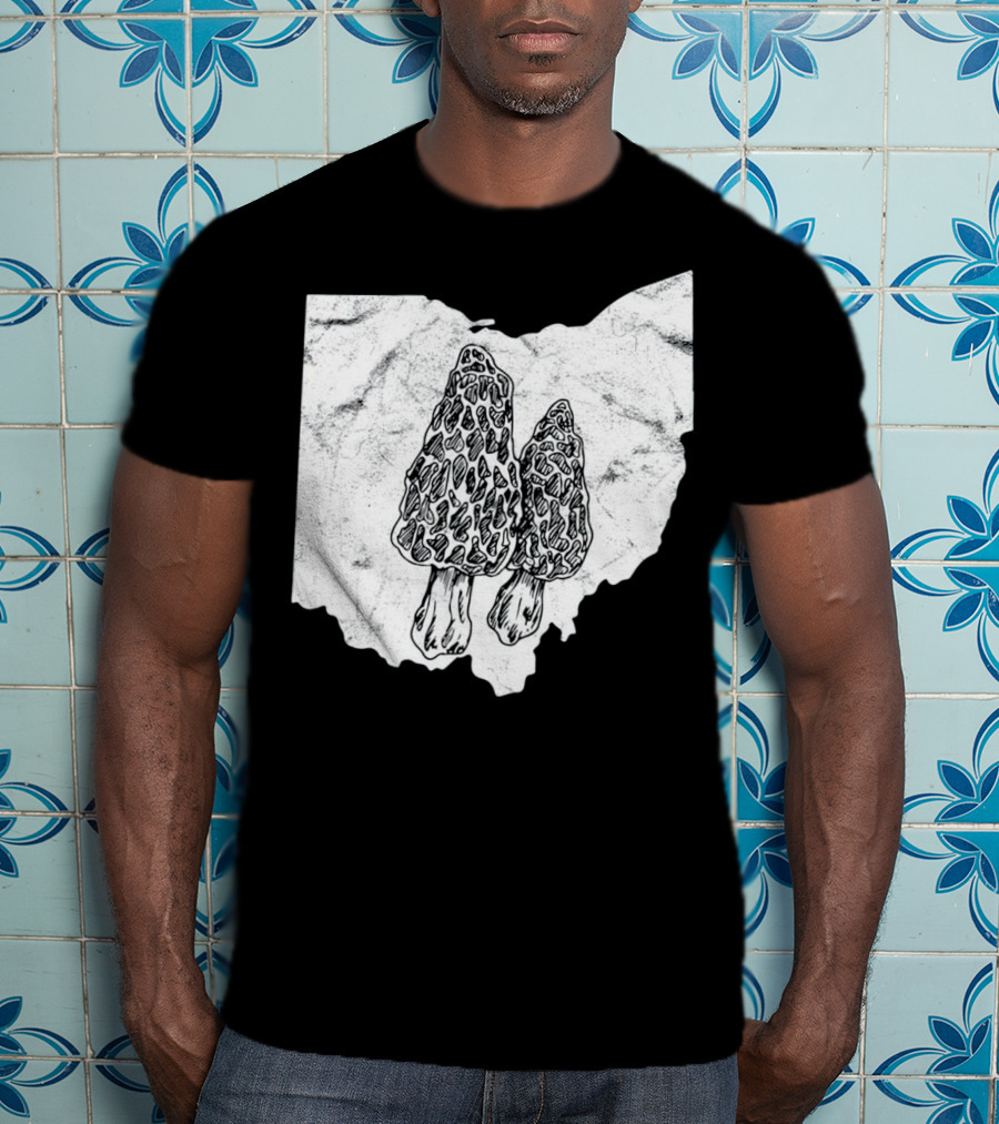 Ohio Morel Mushroom Hunting Map With Illustrated Morels T-Shirt