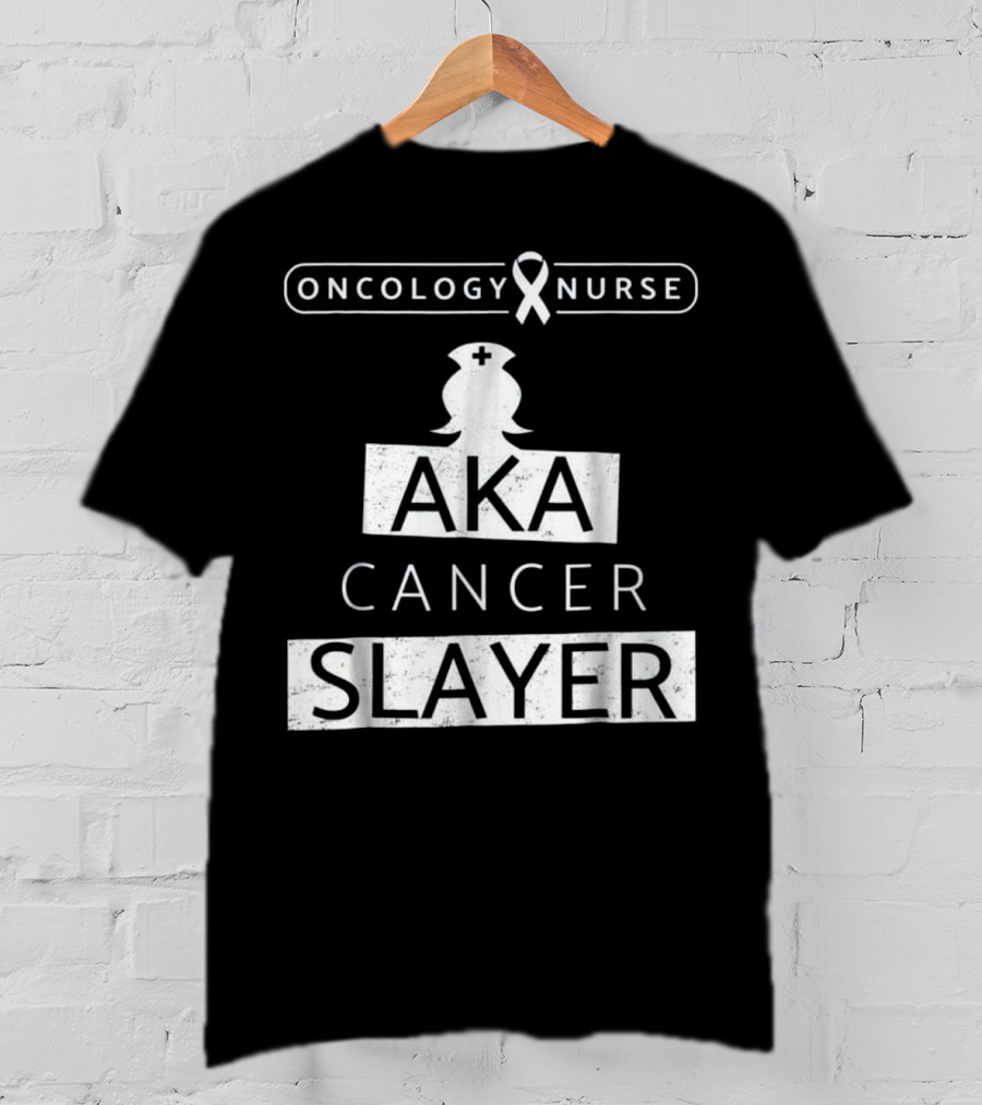 Oncology Nurse Ribbon AKA Cancer Slayer Bold Empowering Text T-Shirt
