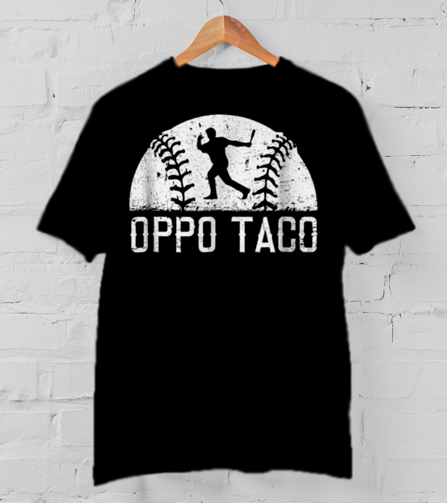 Oppo Taco Baseball Batter Silhouette With Stitching T-Shirt