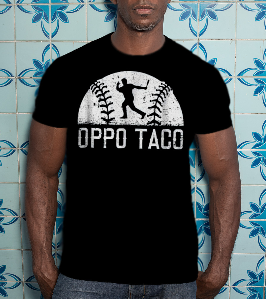 Oppo Taco Baseball Batter Silhouette With Stitching T-Shirt