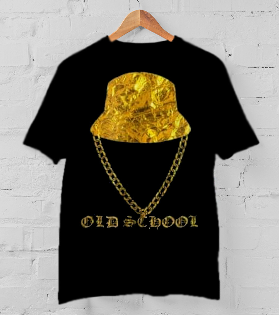 Old School 80s Hip Hop Gold Chain Bucket Hat T-Shirt