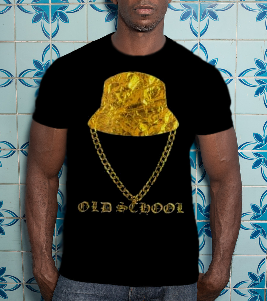 Old School 80s Hip Hop Gold Chain Bucket Hat T-Shirt