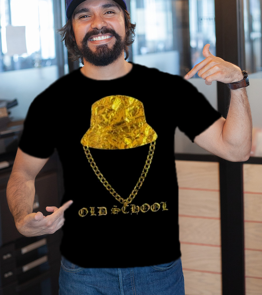 Old School 80s Hip Hop Gold Chain Bucket Hat T-Shirt