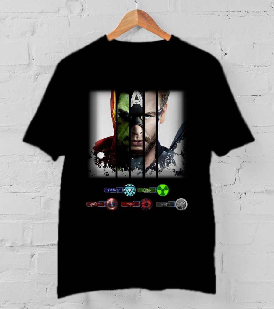 MARVEL Iron Man Hulk Captain America Wolverine Black Widow Hero Symbols T-Shirt