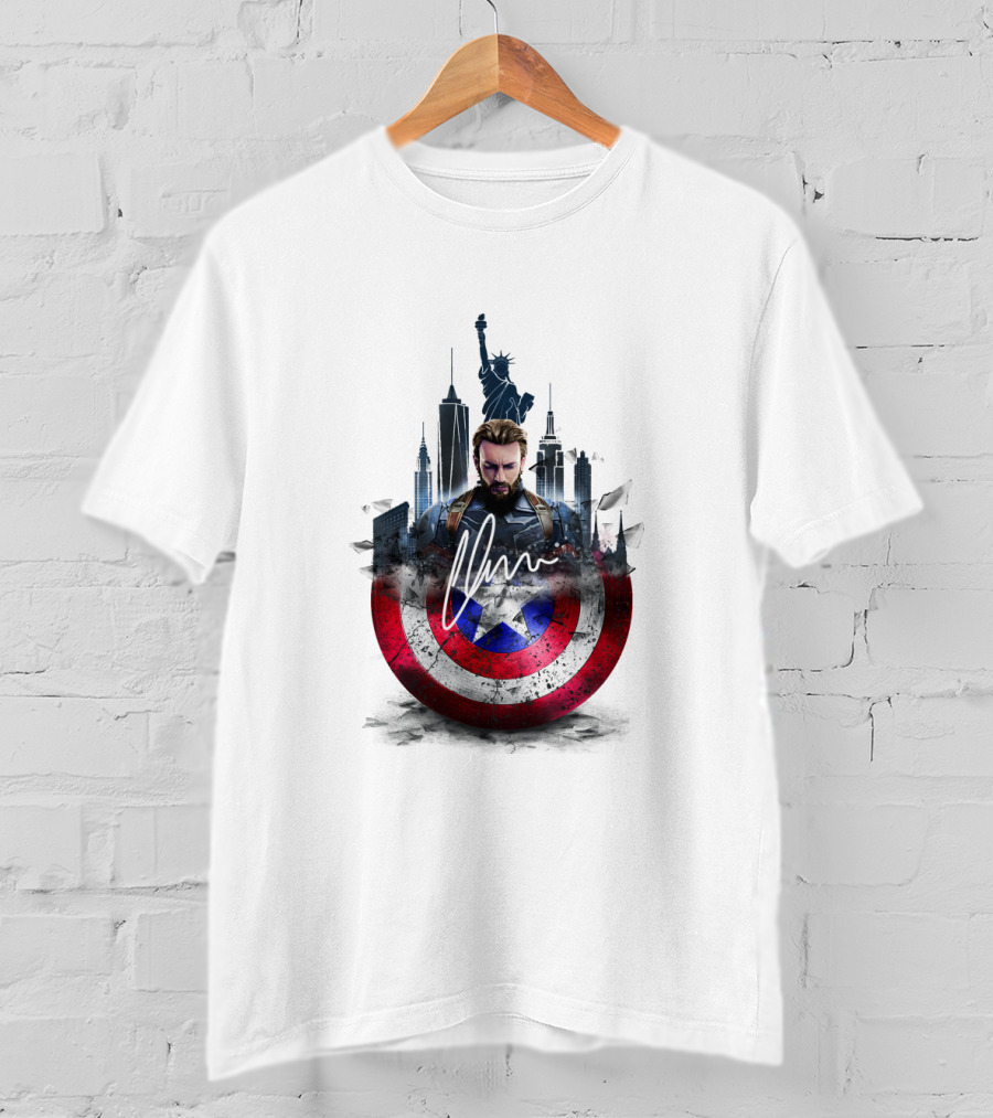 Captain America Shield New York City Skyline Heroic T-Shirt
