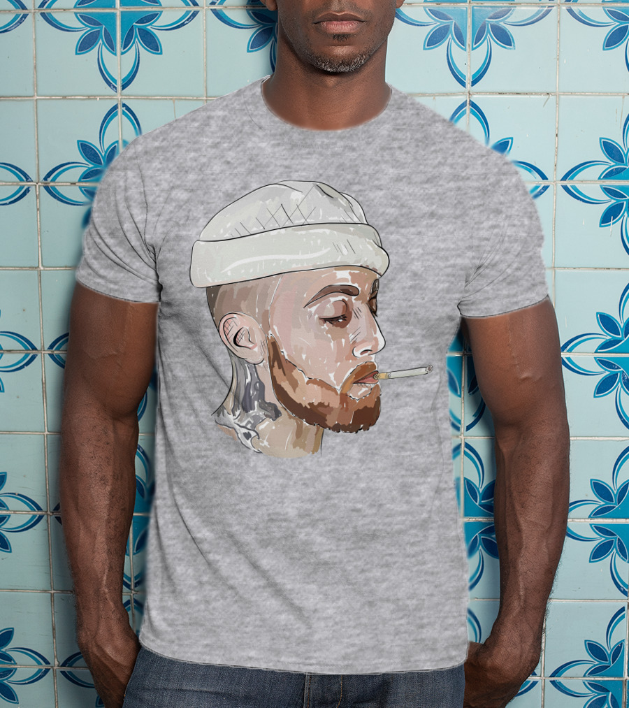 Graphic Beanie Skull Smoking T-Shirt