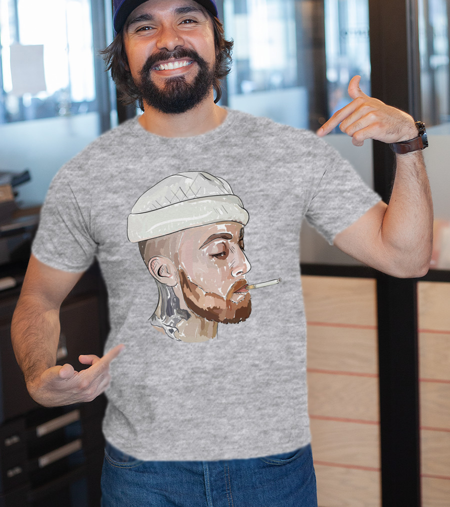 Graphic Beanie Skull Smoking T-Shirt