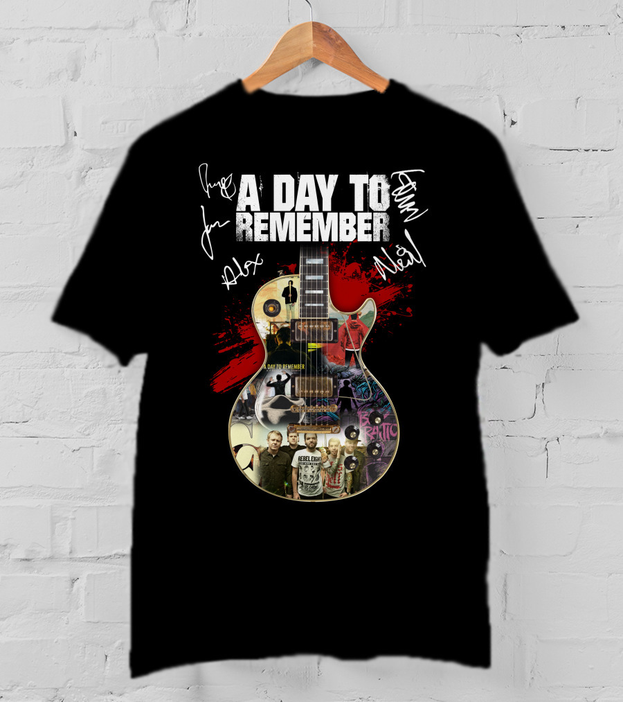 A Day To Remember Signed Guitar Collage T-Shirt
