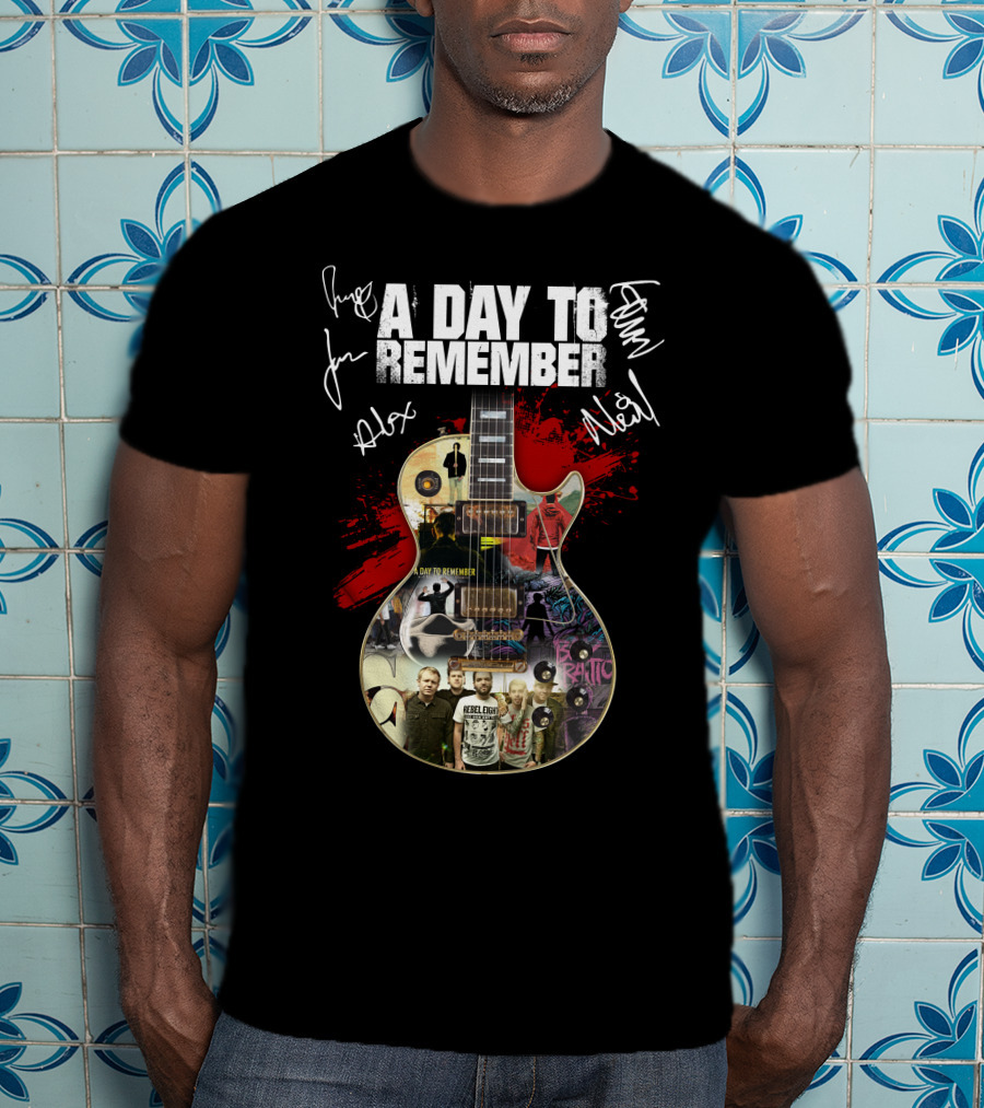 A Day To Remember Signed Guitar Collage T-Shirt