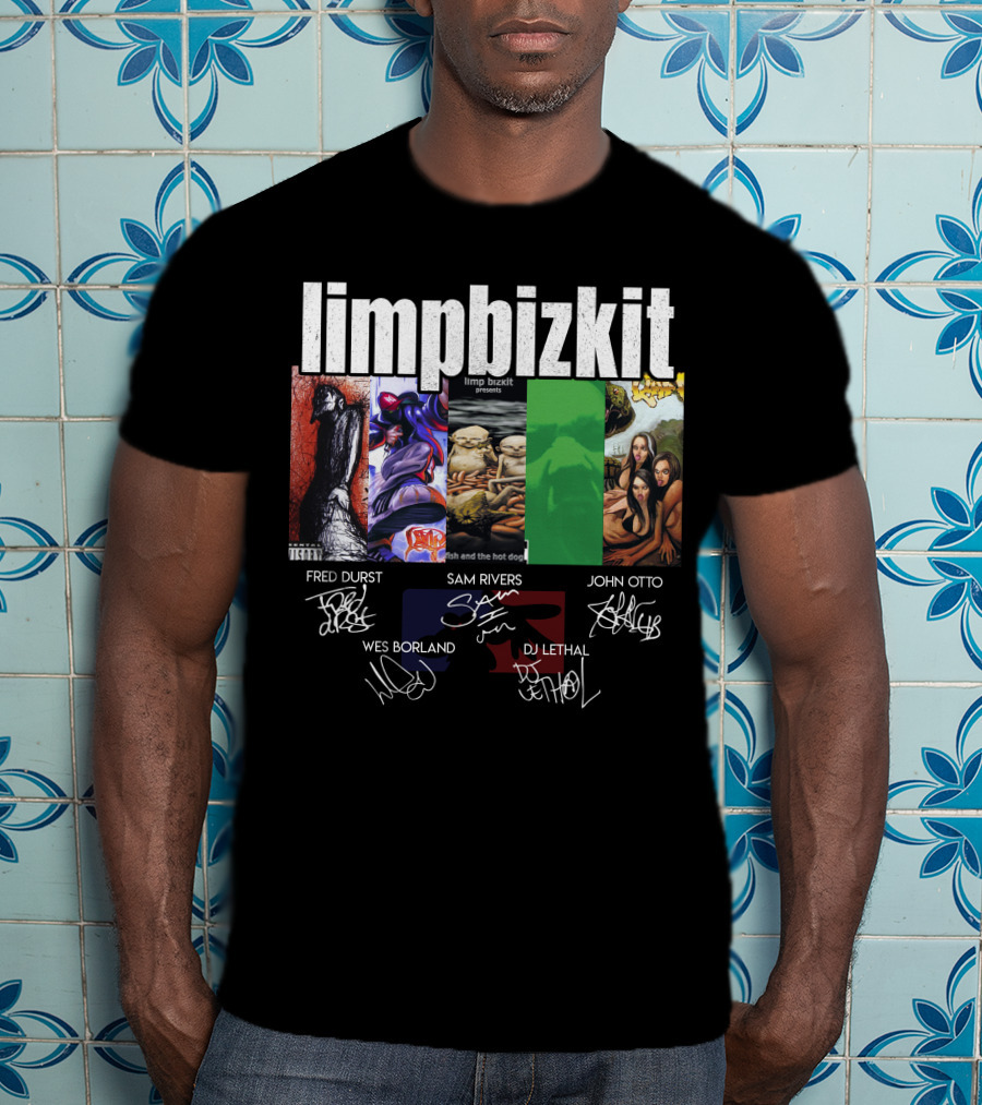 Limp Bizkit Significant Other And Chocolate Starfish Album Art With Fred Durst Sam Rivers John Otto Wes Borland Dj Lethal Signatures T-Shirt