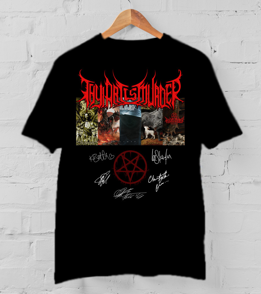 Thy Art Is Murder Autographed Band Artwork With Pentagram Symbol T-Shirt